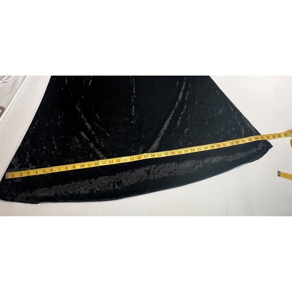 Crushed Velvet Black Mini Dress Womens 2XL Off The Shoulder Bell Sleeves - Picture 10 of 13